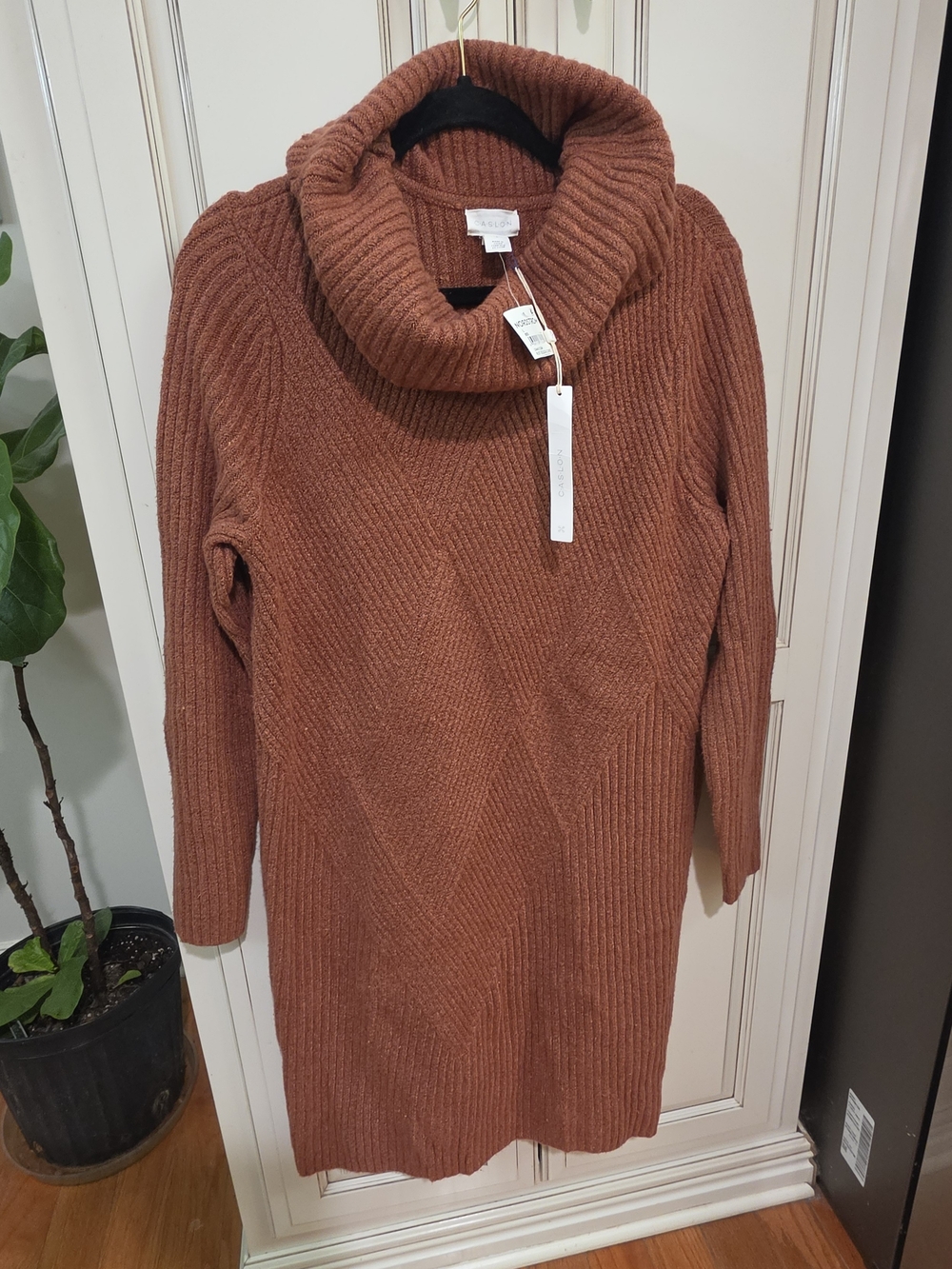 Caslon Rust Cowl Neck Sweater Dress